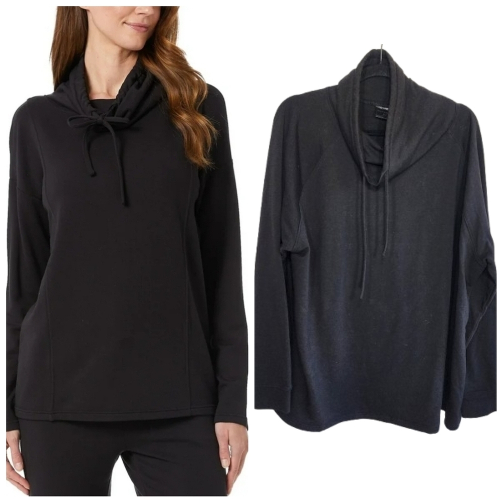 Black Cowl Neck Long Sleeve Sweatshirt 32 Degrees Heat Women's plus size 2X